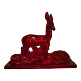 Earthenware sculpture of Saint Clement representing antelopes signed Charles Lemanceau