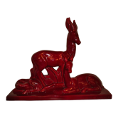 Earthenware sculpture of Saint Clement representing antelopes signed Charles Lemanceau