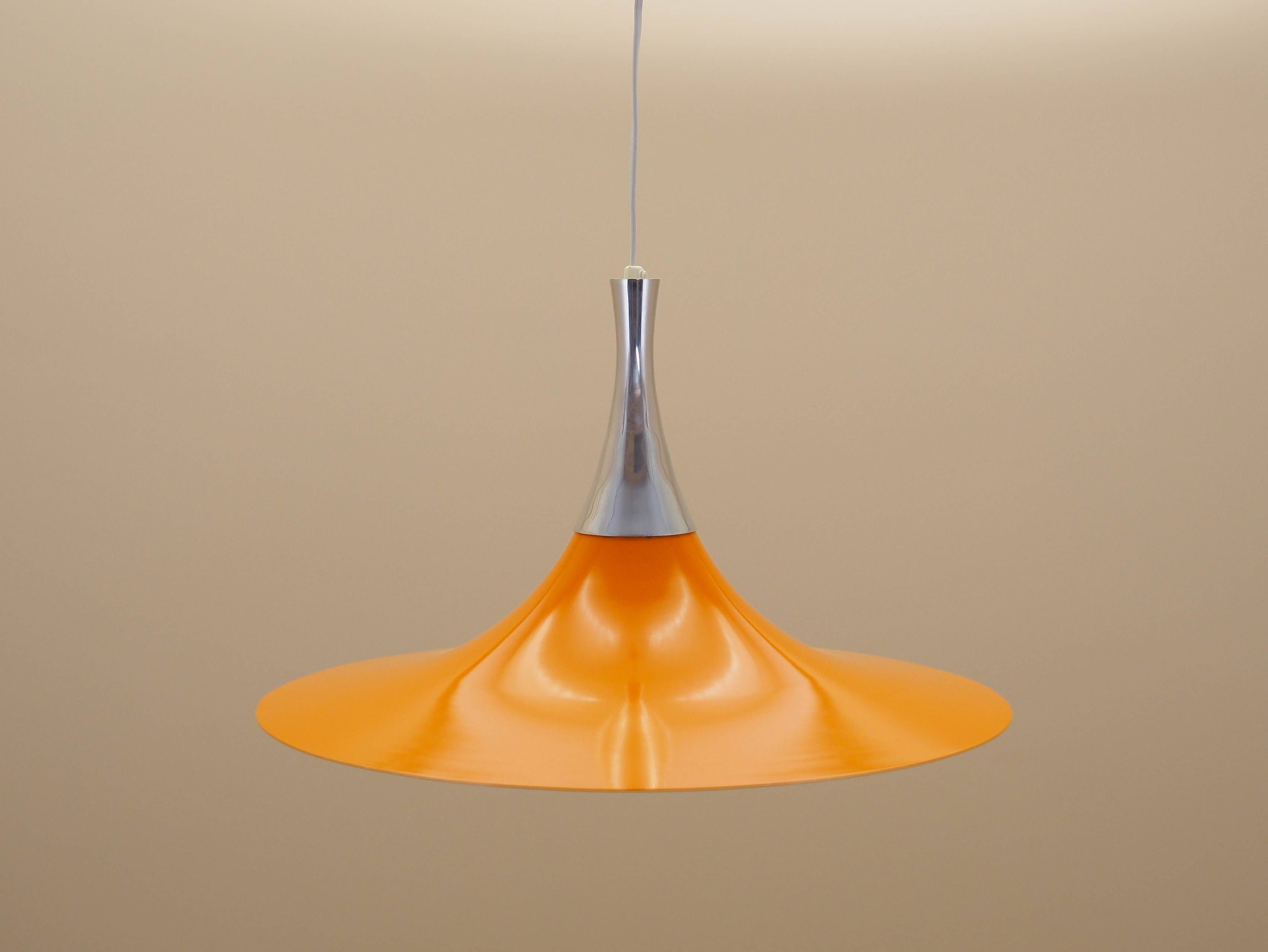 Danish pendant lamp 1960s with orange metal shade