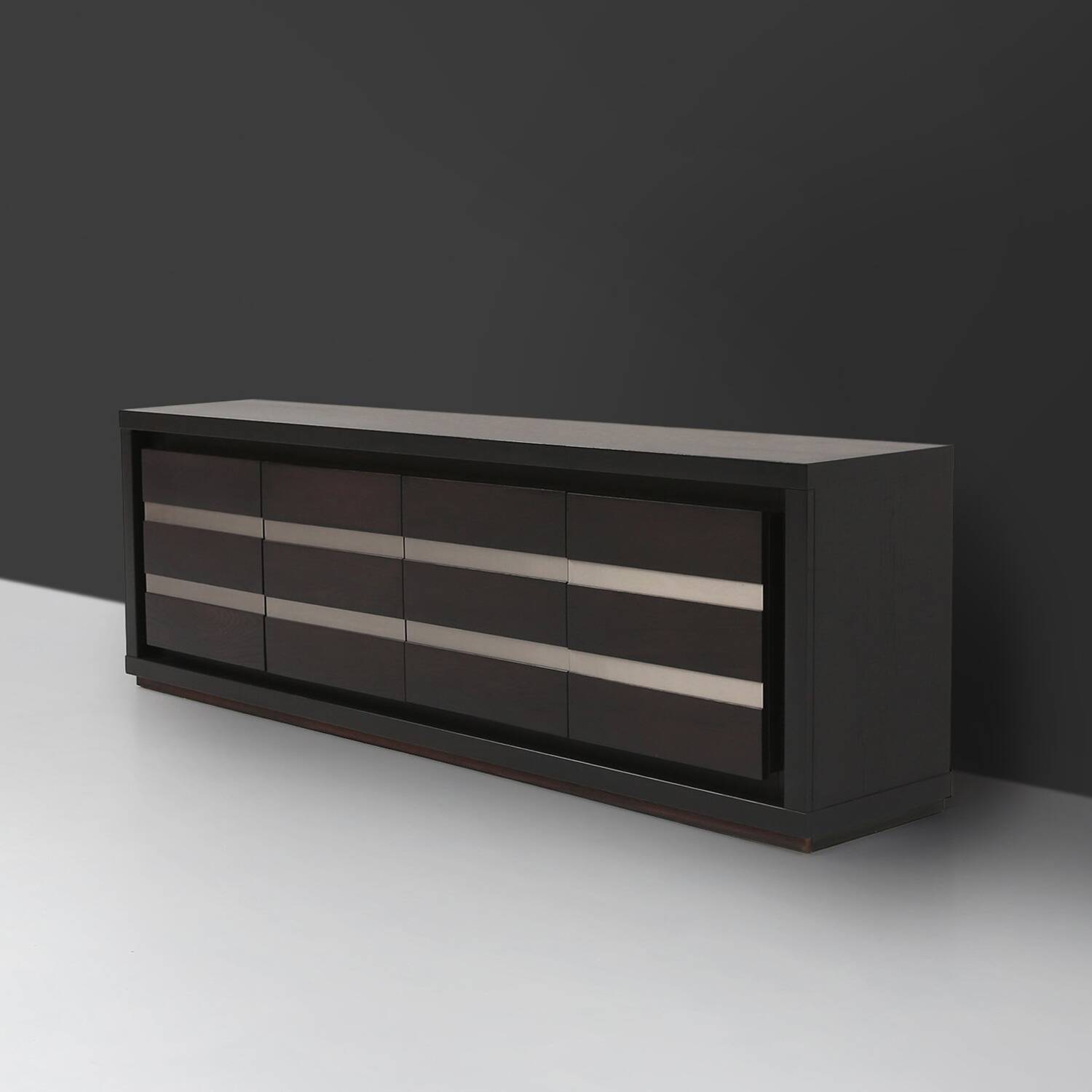 Brutalist Mid-century Belgian Black Oak Sideboard, Belgium 1970s