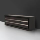 Brutalist Mid-century Belgian Black Oak Sideboard, Belgium 1970s