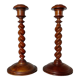 Pair of wooden candle holders turned art deco