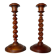 Pair of wooden candle holders turned art deco