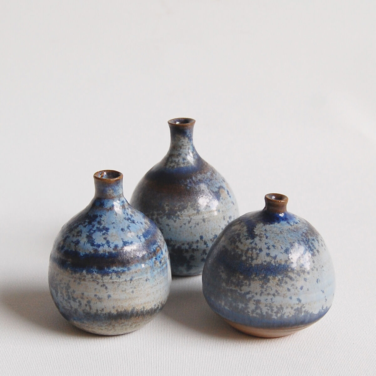 Trio de céramiques miniatures bleues Antonio Lampecco
