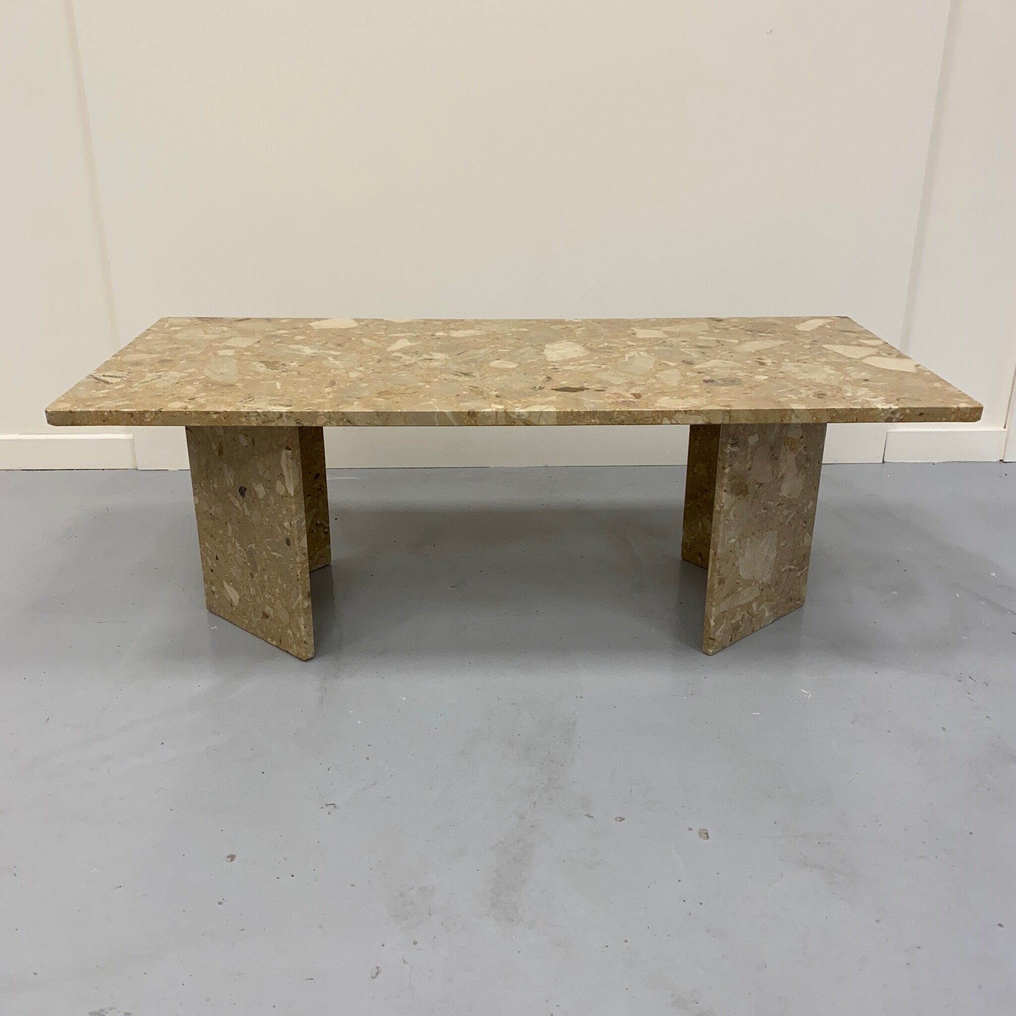 Fossil-bearing marble coffee table 70s