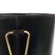 Mid-Century paper bin by Carl Auböck in black leather and brass, Austria, 1950s.