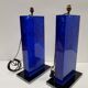 Pair of blue fractal resin lamp feet