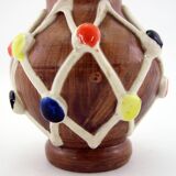 Small brown ceramic vase - Harlequin decor - Fratelli Fanciullacci Italy - vintage 50s