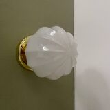 Vintage globe wall / ceiling light in white opaline