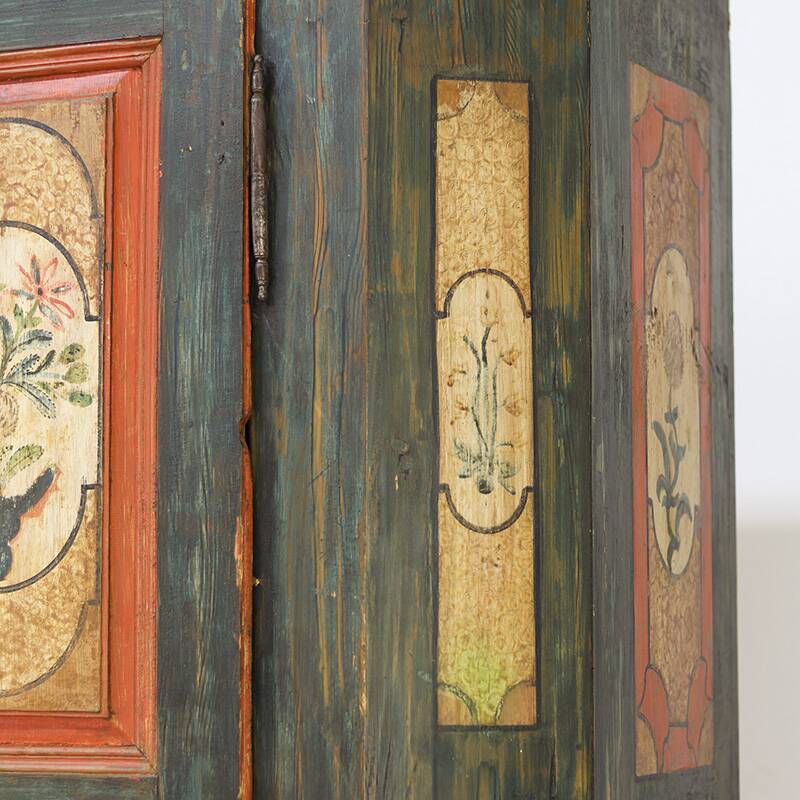 Painted Folk Art Bridal Cabinet