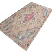 Turkish Cream Pink Oriental Vintage Rug, 121x208Cm