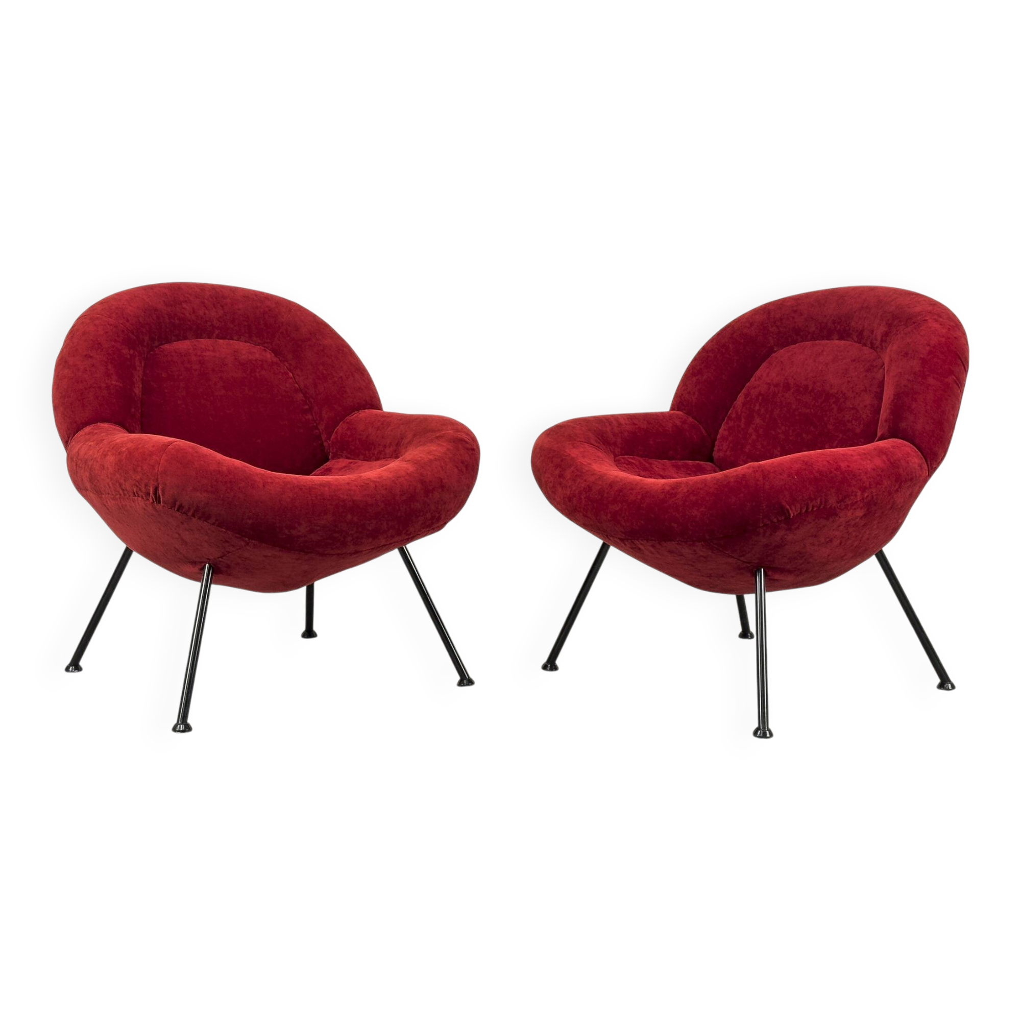 Red Lounge Chairs by Fritz Neth for Correcta, 1950s, Set of 2
