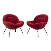 Chaises longues rouges par Fritz Neth pour Correcta, années 1950, ensemble de 2