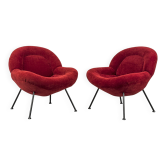 Red Lounge Chairs by Fritz Neth for Correcta, 1950s, Set of 2