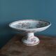 Compotier, coupe sur pied, Luneville K&G, décor chêne marron