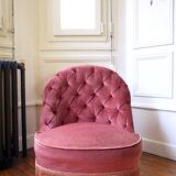 Armchair toad in velvet rose