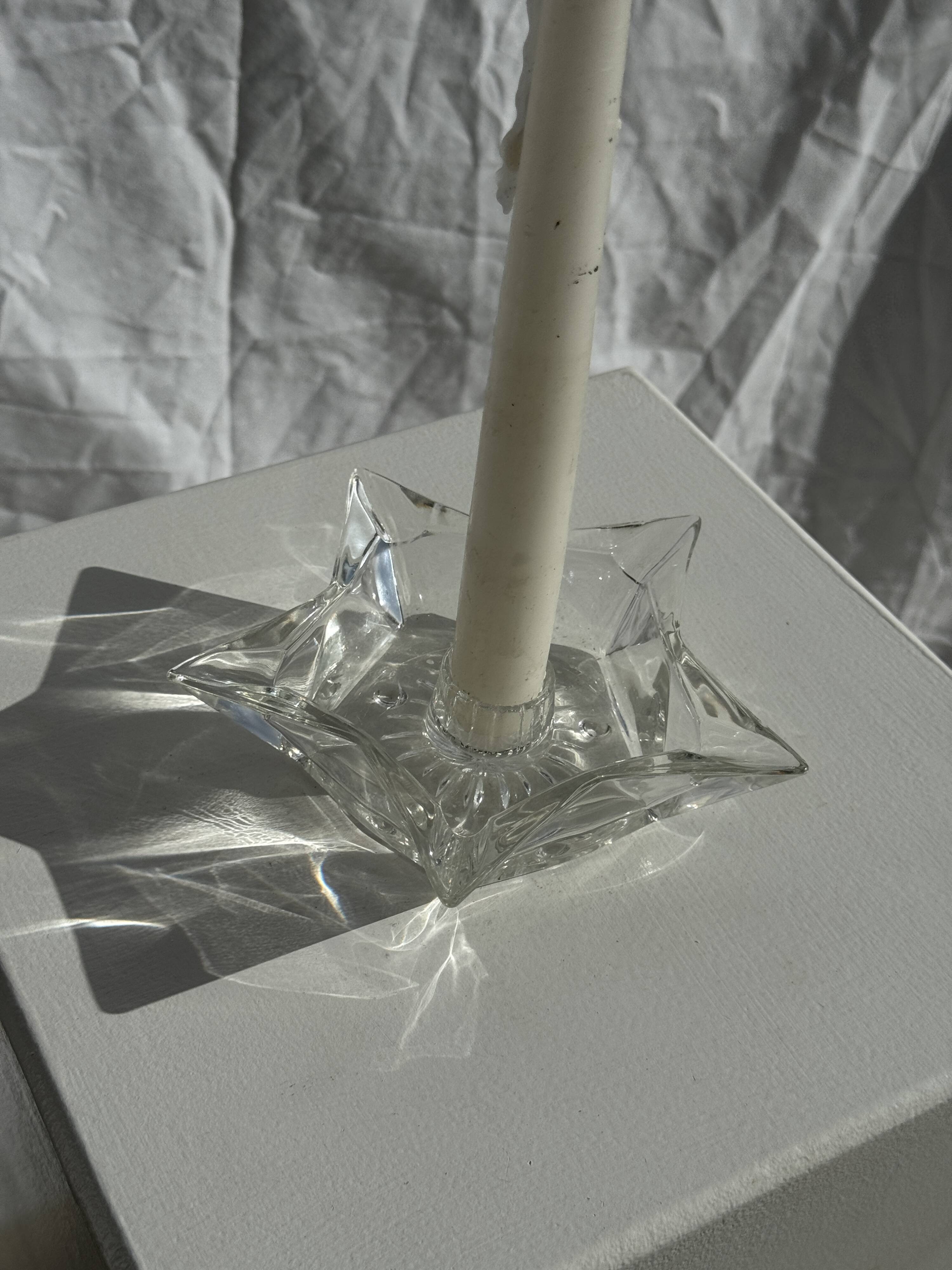 Vintage glass star candle holder D13