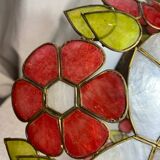 Vintage pendant light in mother-of-pearl and brass