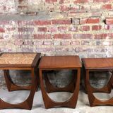 Trundle table in teak and stoneware, g-plan 1960