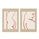 Paire d’estampes, silhouette féminine art mural. Set de deux, 50x70cm