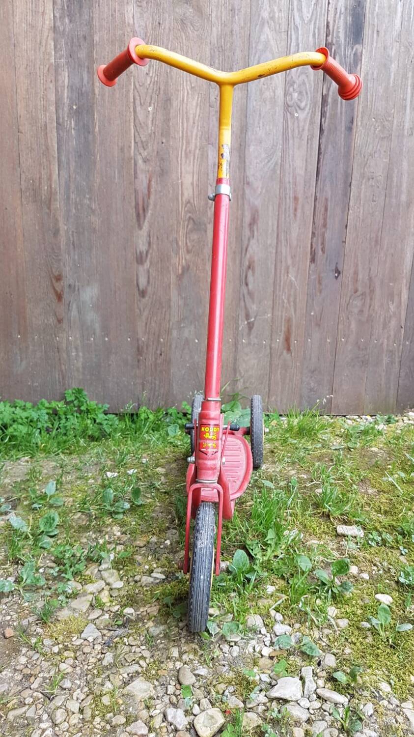 Old nordy children's scooter red metal 1970s vintage