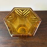 Vase art deco en verre ambré moulé