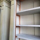 Magnificent pair of green painted fir bookcase display cabinet early 20th century