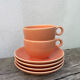 4 salmon ceramic tea or coffee cups