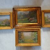 4 oil on panel 19th century