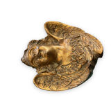Pair of angel head wall sconces in gilded composition