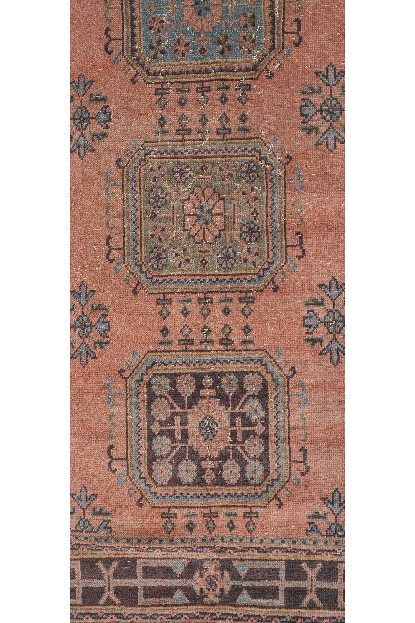 Vintage Turkish hallway rug 83x652 cm
