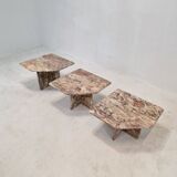 Set of 3 italian marble coffee or side tables, 1970s