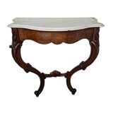 Console galbée ancienne style Louis XV en noyer