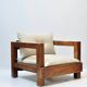 Solid oak seating ensemble rebuilt in 100% virgin wool — two sofas and loun