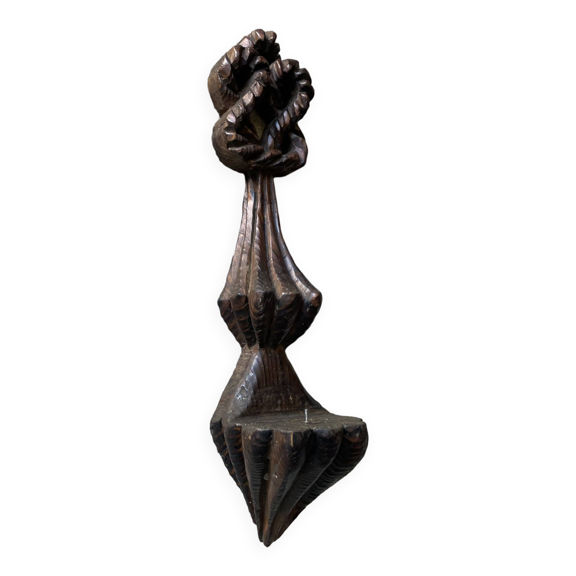 Carved wooden wall candle holder