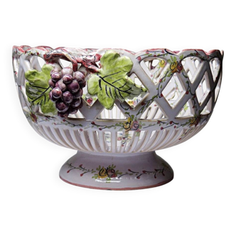 Openwork bowl in painted earthenware, Émile Tessier Le Croisic, 30-50's accident
