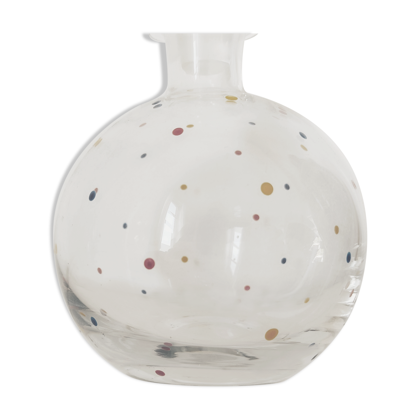 Crystal decanter with colored enamel dots