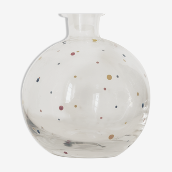 Crystal decanter with colored enamel dots