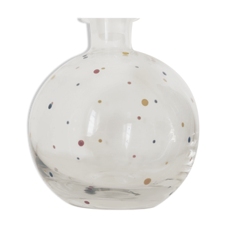 Crystal decanter with colored enamel dots
