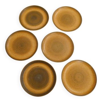 Set of 6 small stoneware plates