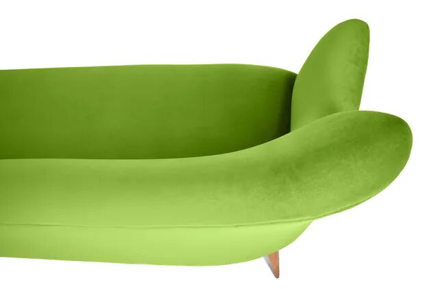 Three-seater velvet sofa, 1960s, pistachio, restored.