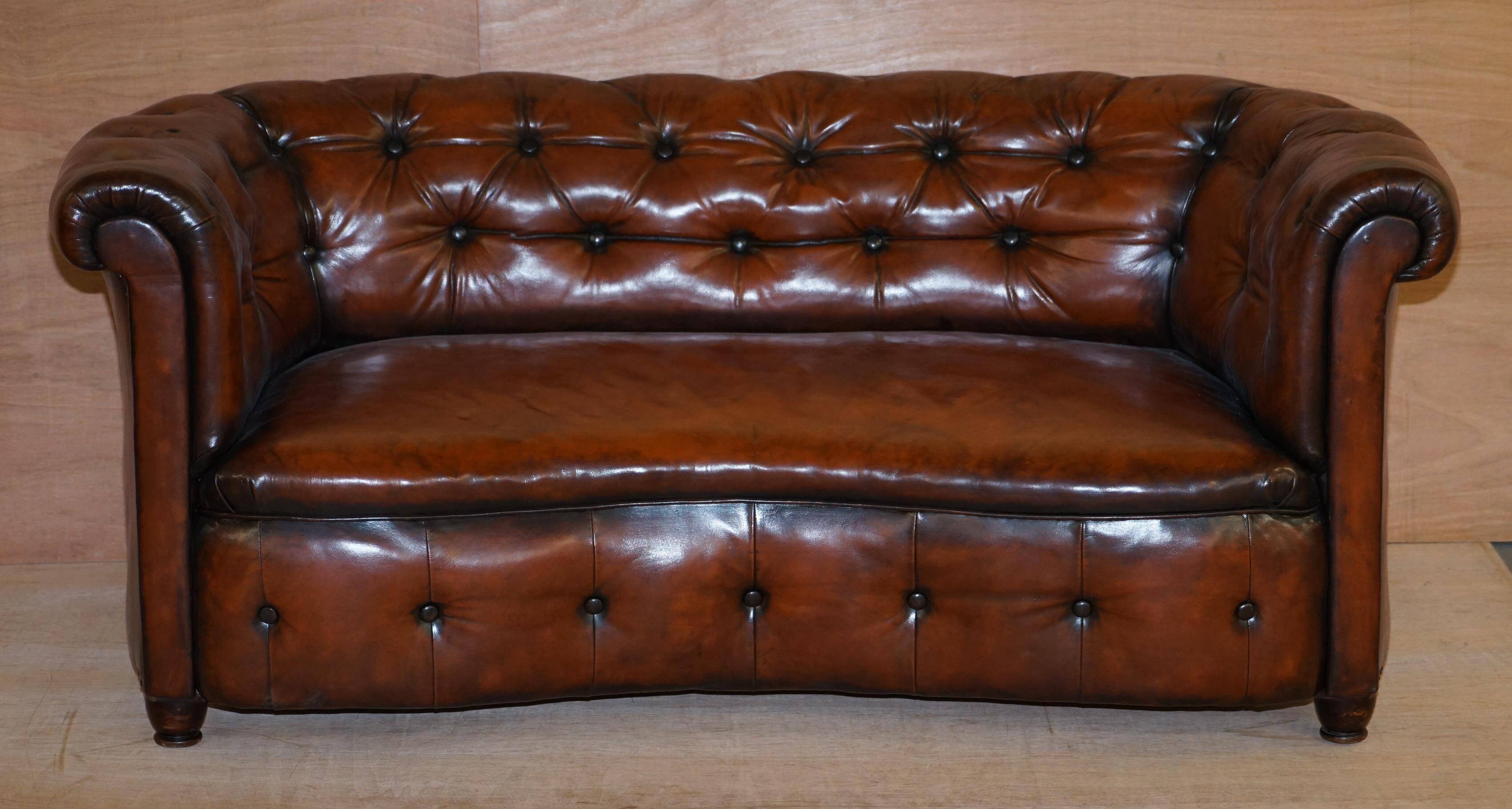 Chesterfield Regency Serpentine Sofa in Hand-Dyed Leather