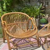 Pair of rattan armchairs