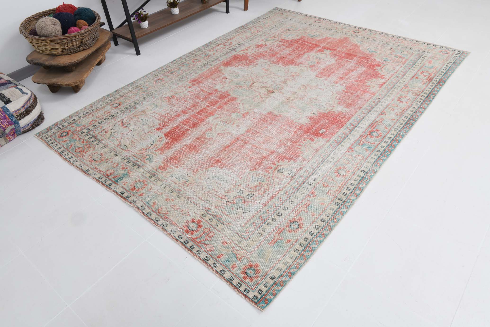 6x8 57s antique vintage rug, 190x264cm