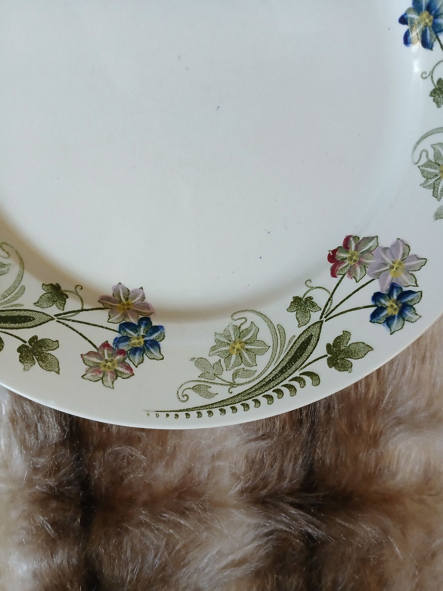 6 antique flat plates U&C Sarreguemines