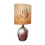 Lampe céramique avec abat-jour, grande lampe à poser, lampe céramique tons gris et sang de boeuf, dé
