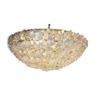 Murano gold glass ceiling light with more than 100 Barovier & Toso flowers