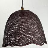 Beehive webbing rattan wicker pendant hanging lamp, 1930s