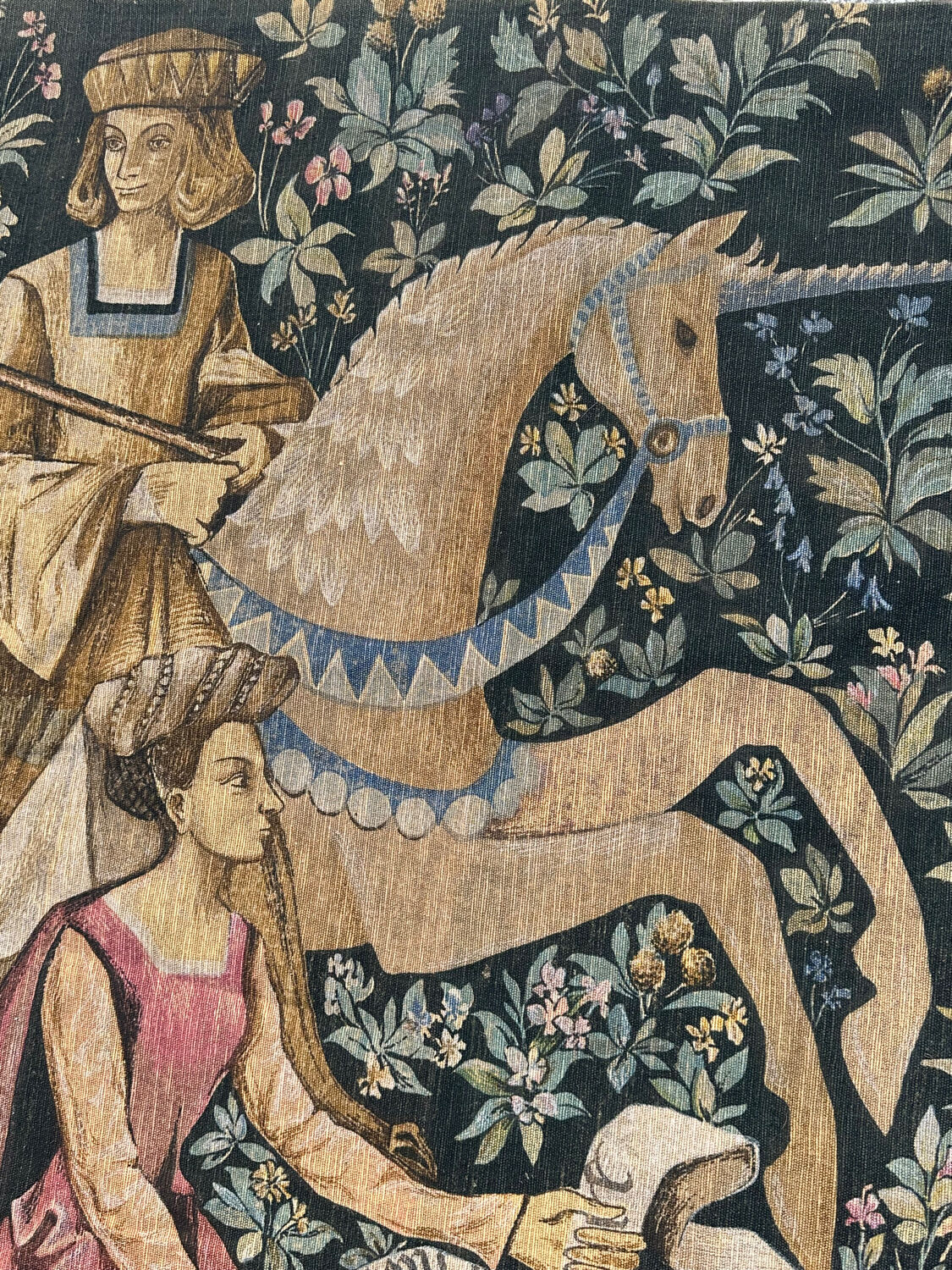 Vintage tapestry hand-screen printed in France