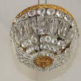 French Mid-Century Bronze and Crystal Bag Light – Flush Mount 5202